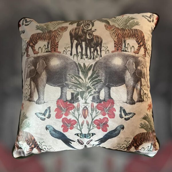 Bespoke patterned cushion made by Creature Comforts Upholstery