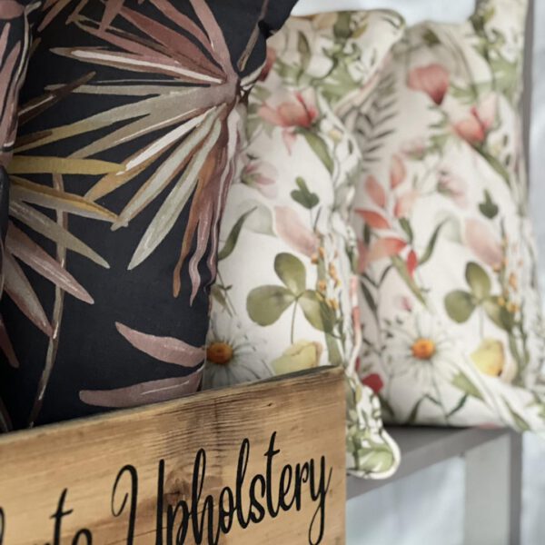 Bespoke patterned cushion made by Creature Comforts Upholstery