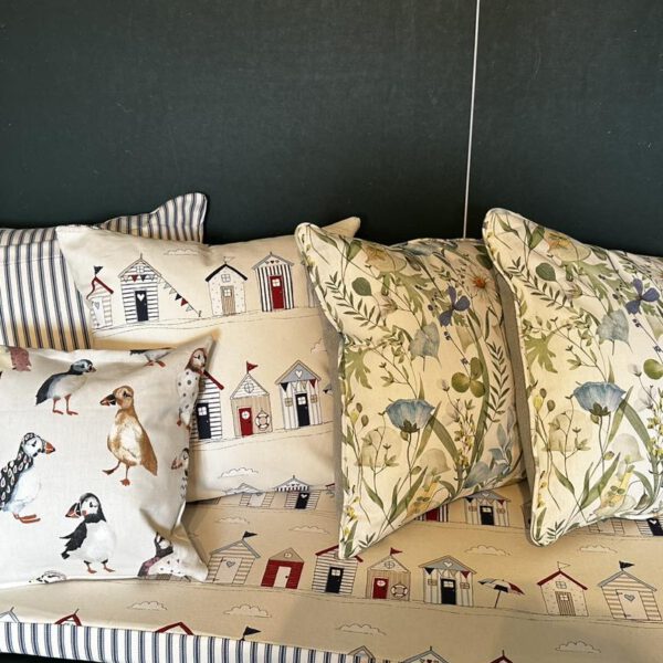 Bespoke patterned cushion made by Creature Comforts Upholstery