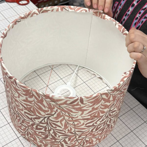 Handmade fabric lampshade by Creature Comforts Upholstery