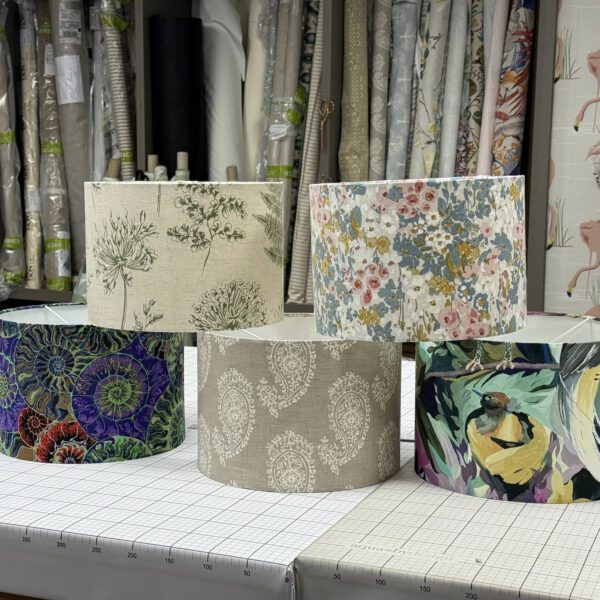 Handmade fabric lampshade by Creature Comforts Upholstery