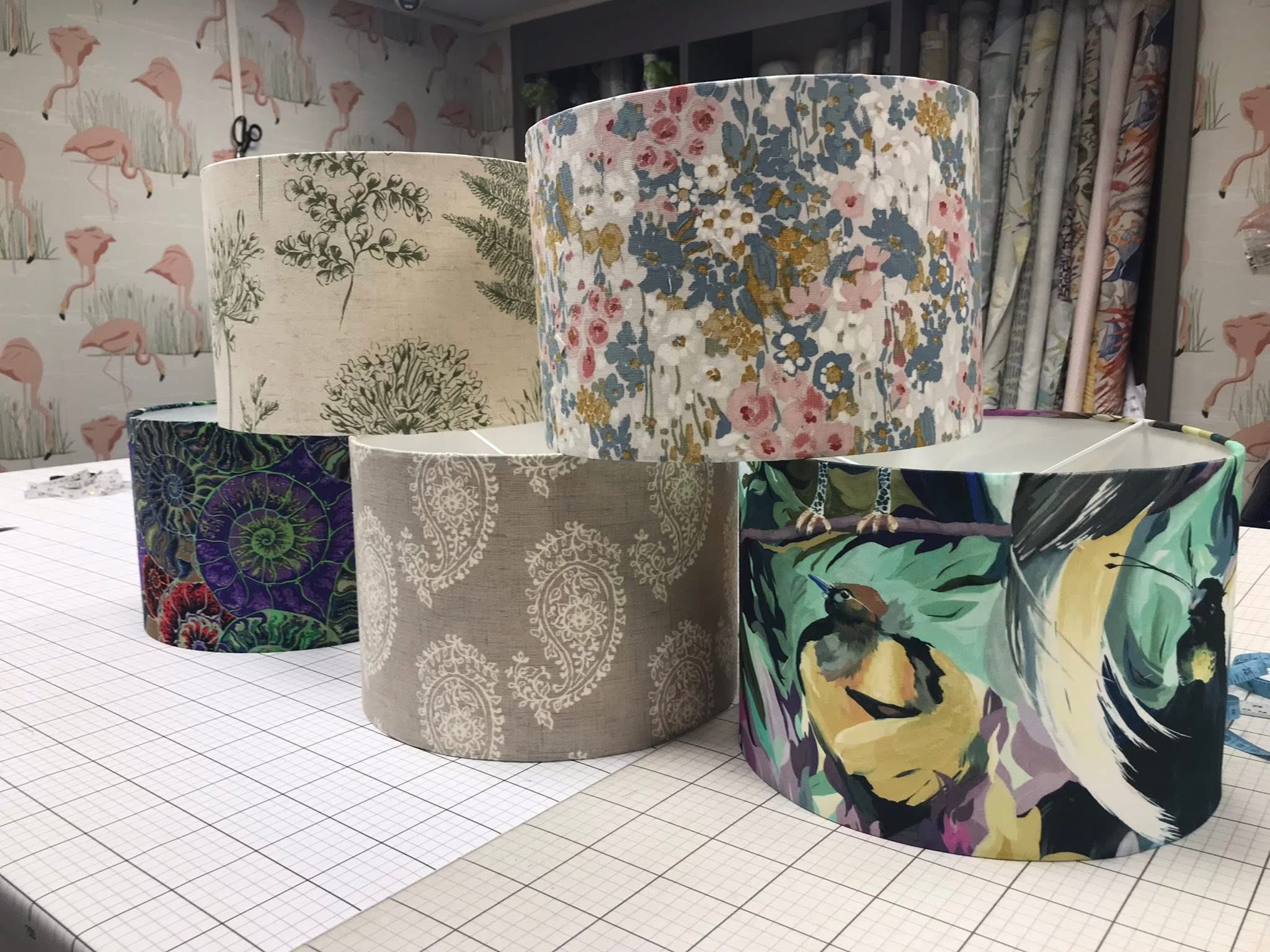 Handmade fabric lampshade by Creature Comforts Upholstery