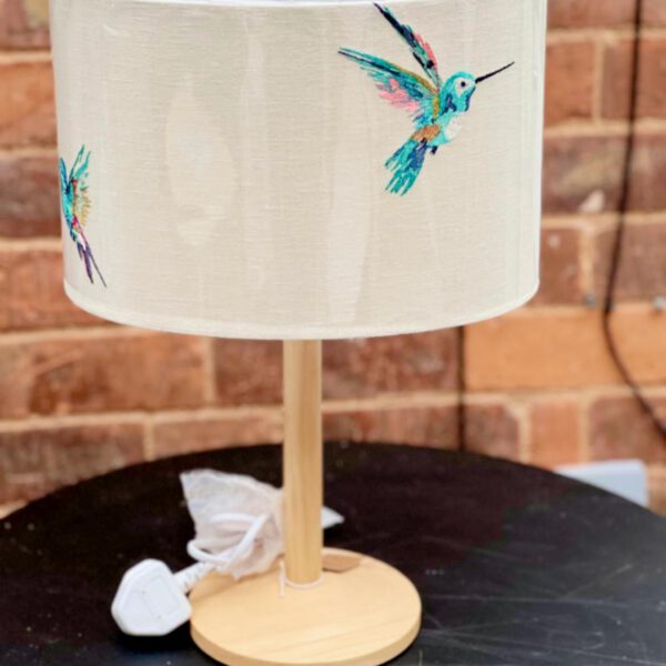 Handmade fabric lampshade by Creature Comforts Upholstery